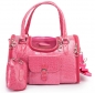 Preview: Krokotasche rosa Reisetasche mit Clutch