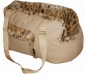 Preview: Beigefarbene Luxus Fell Hundetasche Leopard