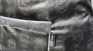 Hundetasche weich wie Hundebett 3D Totenkopf SKULL schwarz-grau