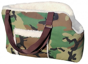 Olivgrün Boston Luxus Hundetragetasche weich wie Hundebett camouflage