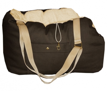 Weich gepolsterte Hundetragetasche braun-beige wie Hundebett für Sommer und Winter