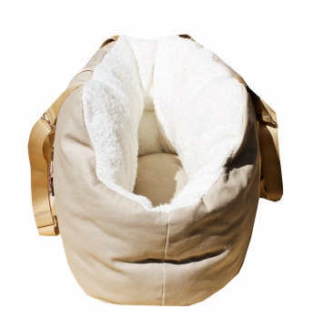 Hundetasche weich wie Hundebett Canvas/Frottee beige-creme
