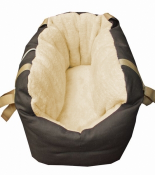Weich gepolsterte Hundetragetasche braun-beige wie Hundebett für Sommer und Winter