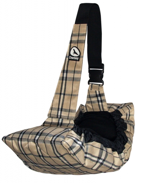 Bauchtasche für kleine Hunde beige-kariert